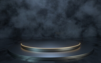 Empty stage with fog background, 3d rendering.