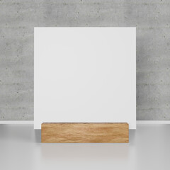Mock up square Label the blank menu frame in Bar restaurant ,Stand for booklets with white sheets paper acrylic tent card on floor concrete background. 3d render