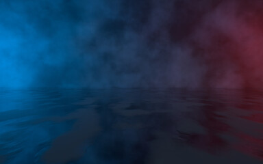 Empty ground with fog background, 3d rendering.