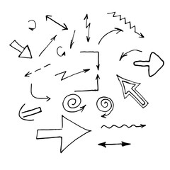 vector set of various arrows in doodle style