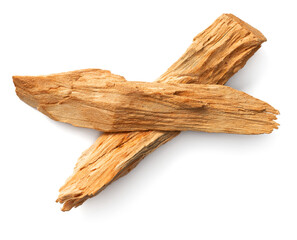 sandalwood sticks isolated on white background, top view