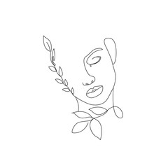 Female Face Line Art Drawing. Woman Face Minimalist Illustration. Woman Minimal Sketch Drawing. Abstract Single Line, Home Decor, Wall Art. Vector EPS 10