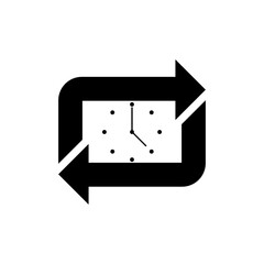 Clock with arrow icon isolated on white background