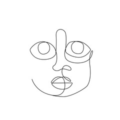 Abstract Face One Line Drawing. Modern Abstract Portrait. Trendy Minimalist Illustration. Black And White Abstract Poster. Vector EPS 10.