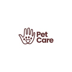 Fototapeta na wymiar hand palm paw pet care logo vector icon illustration