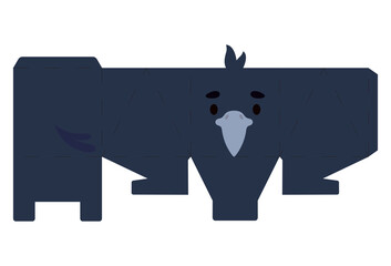 Party favor box raven design for sweets, candies, small presents, bakery. Package template, great design for any purposes, birthdays, baby showers, halloween, christmas. Vector stock illustration.