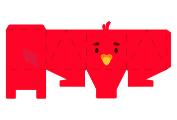 Party favor box parrot design for sweets, candies, small presents, bakery. Package template, great design for any purposes, birthdays, baby showers, halloween, christmas. Vector stock illustration.