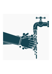 Editable Isolated Washing Hands With Foaming Soap Under Faucet Vector Illustration in Flat Monochrome Style for Artwork Element of Healthcare and Medical or Cleanliness Related Design