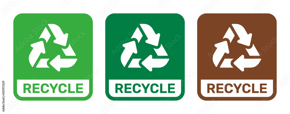 Wall mural set of recycling signs. recycling environmental symbols. recycling sign. vector illustration