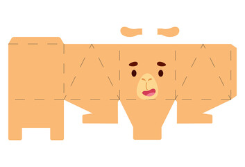 Party favor box camel design for sweets, candies, small presents, bakery. Package template, great design for any purposes, birthdays, baby showers, halloween, christmas. Vector stock illustration