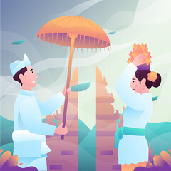Vector illustration of men and women celebrating Silent Day
