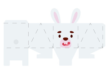 Party favor box rabbit design for sweets, candies, small presents, bakery. Package template, great design for any purposes, birthdays, baby showers, halloween, christmas. Vector stock illustration