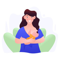 Vector illustration of a mother breastfeeding her child