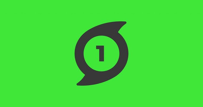 Hurricane icon animation. Five categories. Green chroma key. Weather and map video