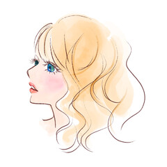 Woman staring into the distance, soft watercolor touch