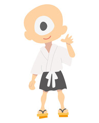 日本の妖怪 ゆるかわいい から傘お化けのイラスト ベクター Kasa Obake Yokai Japanese Folk Monster Goblin Ghost Fairy Specter Wraith Apparition Phantom Vector Illustration Asia Wall Mural As けうさん