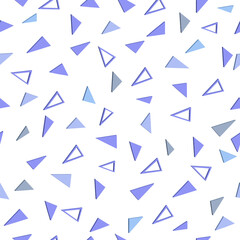 seamless pattern with triangles blue color on white background, vector geometric pattern