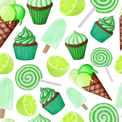 Lime green sweets pattern
