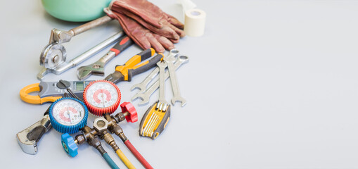 Tools for air conditioning repair and maintenance.