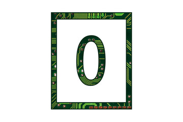 Computer board electronic number, motherboard connection alphebet, technology network uppercase, capital, isolated design element