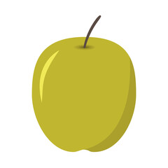 Ripe juicy green apple isolated on white background. Vector illustration. Natural ripe and healthy fruits