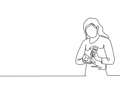 woman applying lotion continuous line drawing clip art preview