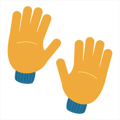 Gardening Tools-Pair Of Green Gardening Hand Gloves.Icon vector isolated on white background.