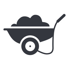 Garden Cart with Soil. Vector Icon.