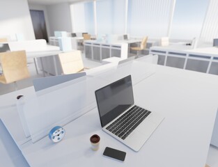 Fototapeta na wymiar Modern room office interior scene 3D rendering place of work wallpaper backgrounds