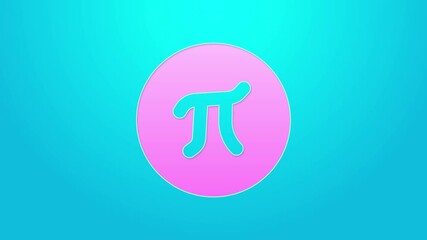 Pink line Pi symbol icon isolated on blue background. 4K Video motion graphic animation - Powered by Adobe