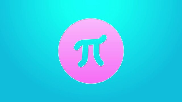 Pink line Pi symbol icon isolated on blue background. 4K Video motion graphic animation