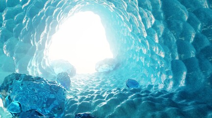 Realistic 3D Render of Frozen Cave