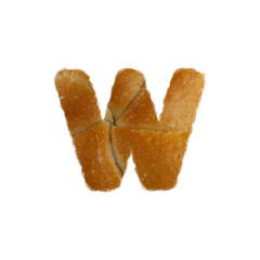 Fresh bakery letter e, healthy wheat food alphabet, isolated design element, 3d illustration, lowercase font