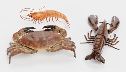 Realistic 3D Render of Crustacean (Edible)