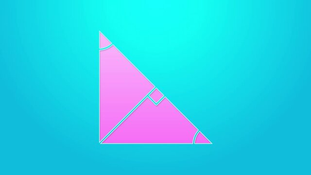 Pink line Angle bisector of a triangle icon isolated on blue background. 4K Video motion graphic animation