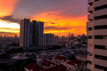 Fototapeta premium background view of the sky is close,with various colors changing according to the weather(orange, red,yellow,pink,blue)is a natural beauty