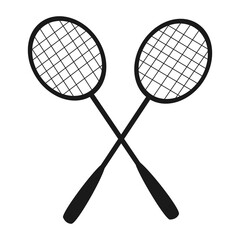 Badminton rackets silhouettes. Vector icon isolated on white background.