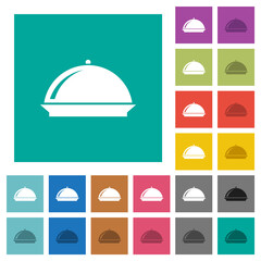 Food tray with gloss square flat multi colored icons