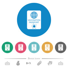 Vaccination passport flat round icons