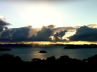 Stunning sunset seen from Hamilton Island in the whitsundays in Queensland, Australia. 
