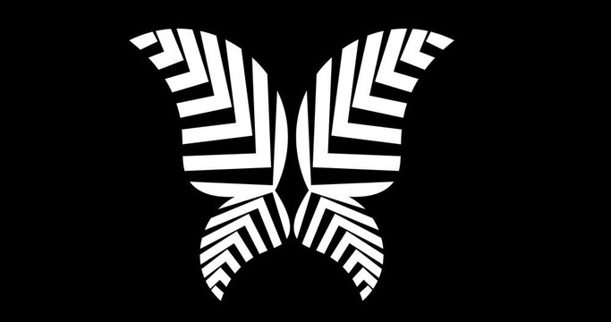 minimal black butterfly logo made of geometric shapes located at different angles