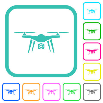 Drone quadcopter vivid colored flat icons