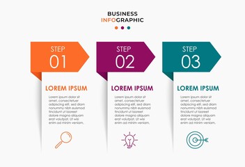 Vector Infographic design business template with icons and 3 options or steps. Can be used for process diagram, presentations, workflow layout, banner, flow chart, info graph