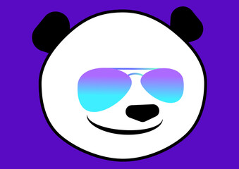 Panda face with teardrop sunglasses. Humorous and kawaii images.  It’s useful illustration for eye wearing industry and zoo. © maricos