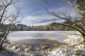 frozen lake in winter
