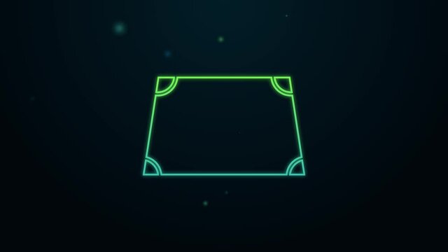 Glowing neon line Acute trapezoid shape icon isolated on black background. 4K Video motion graphic animation