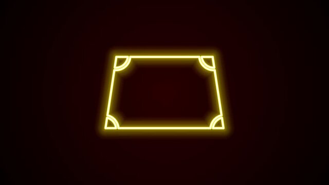 Glowing neon line Acute trapezoid shape icon isolated on black background. 4K Video motion graphic animation