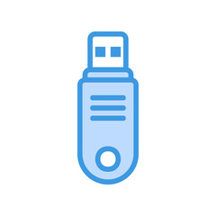 Usb icon vector illustration in blue style about multimedia for any projects