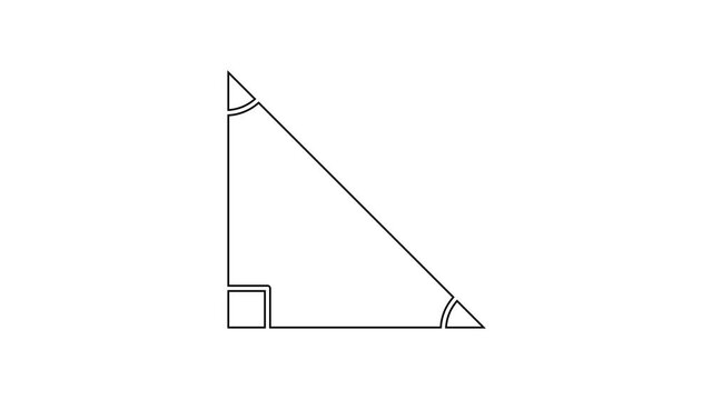 Black line Triangle math icon isolated on white background. 4K Video motion graphic animation