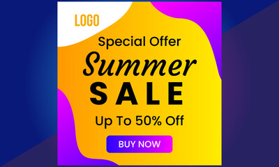 Summer Sale Banner suitable for social media posts, mobile apps, banners design and web ads. Vector fashion backgrounds.